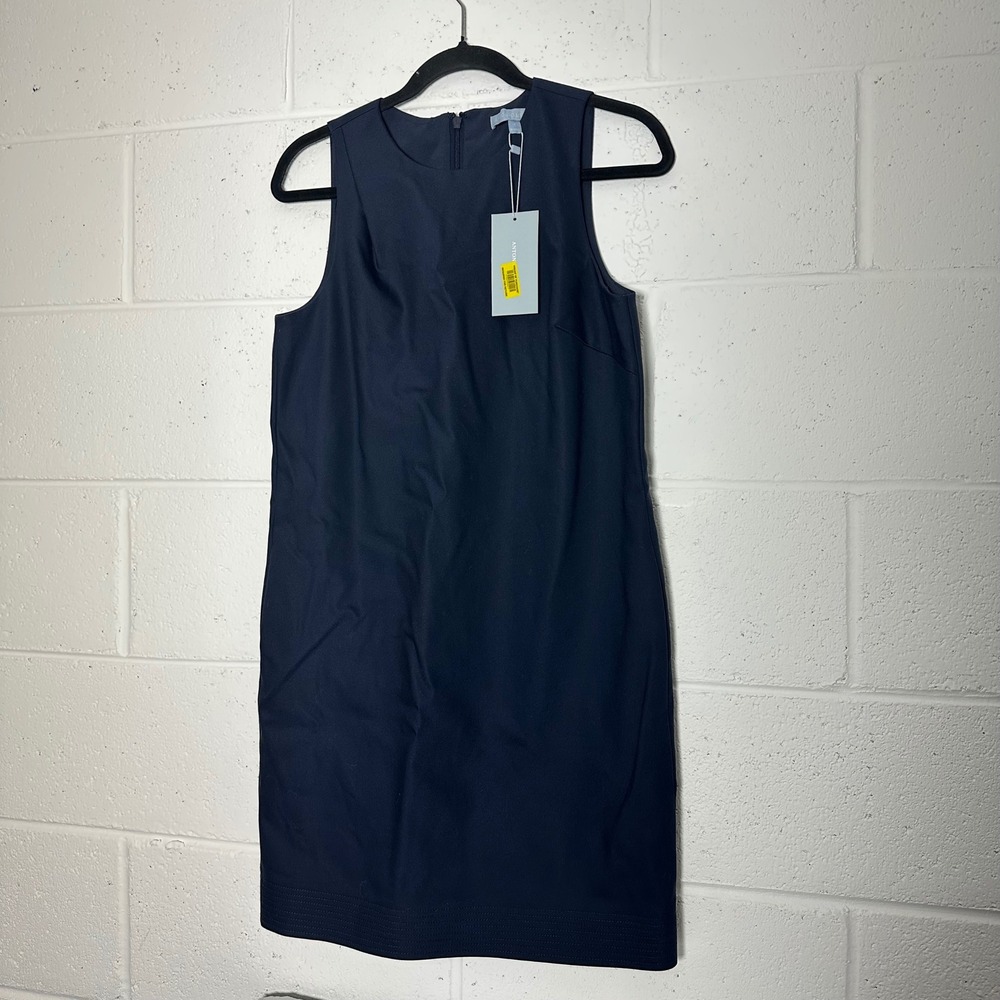 Antonio Melani Navy Blue Sleeveless Shift Dress Round Neck Career Size 4 NWT